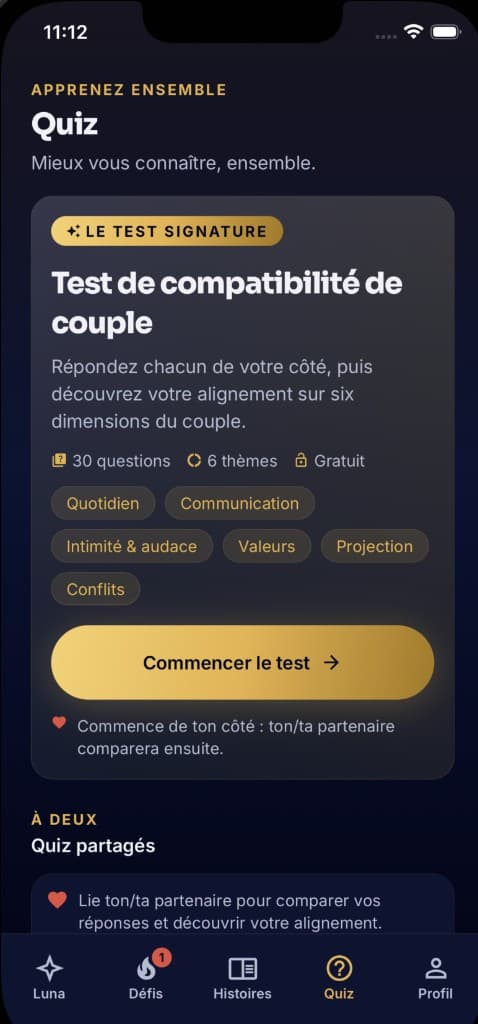 Capture Ozer — test de compatibilité de couple, le test signature