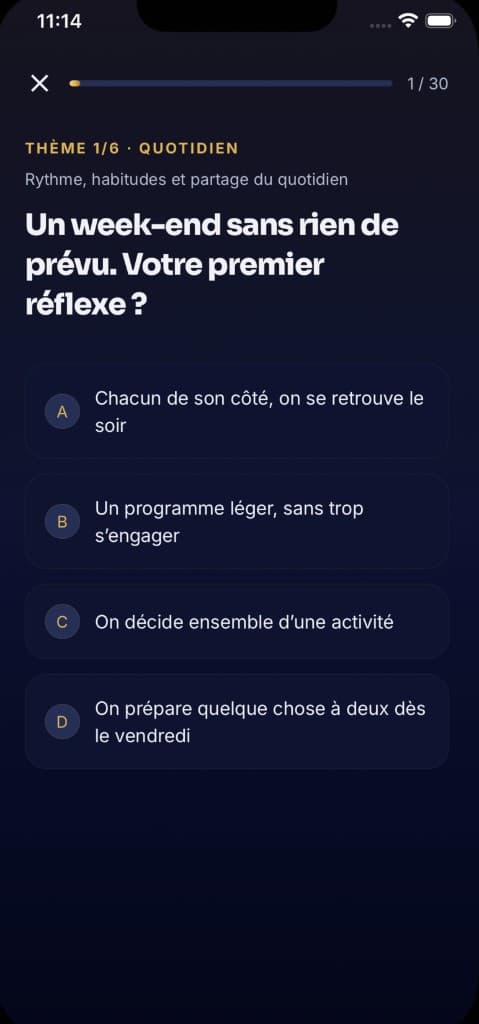Ozer screen: Daily life theme question in the compatibility test