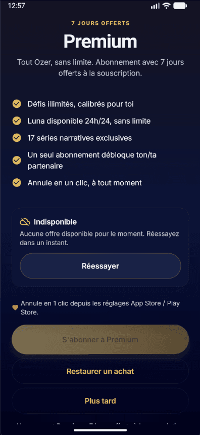 Ozer Premium screen: challenges, Luna and series without limits